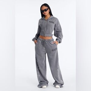 fashion nova — von dutch edgy washed fleece hoodie & pants set (free sunnies)
